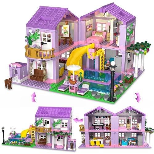 Purple Girls Summer Villa Friends Building Set Compatible with Lego 3 in 1 Friends Construction Educational Toy for Kids Age 8-12 and Up 1081 PCS - Image 1
