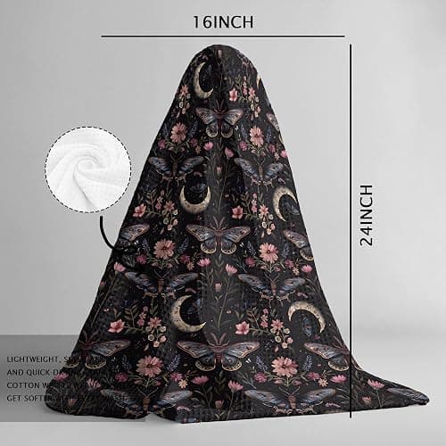 Gothic Moth Butterfly Kitchen Bathroom Towels Set of 2, Dark Academia Witchy Moon Celestial Towel, Gothic Witchy Home Room Decor Aesthetic, Dark Cottagecore Decor，16x24 thumbnail 3