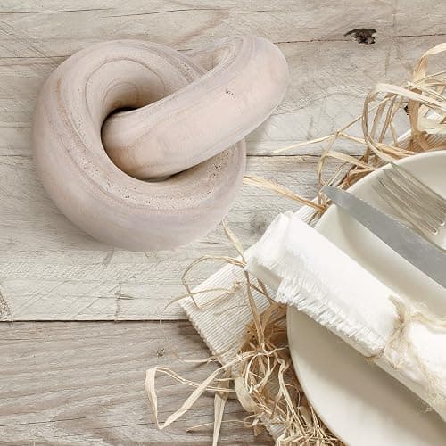 Yalikop 2 Link Wood Chain Link Decor Coffee Table Wooden Knot Decor,Wood | Hand Carved Wooden Knot, Modern Farmhouse Ornament, Boho Rustic Natural Chain Items, Home Living Room Shelf Decorations thumbnail 6