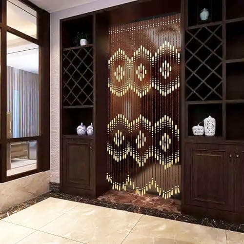 LOYALHEARTDY 35.43" X 68.9" Wooden Bead Curtain, Beige Curtain Beads for Doorway Roller Coating Hanging Beads Curtain for Home Decor Gift Set thumbnail 7