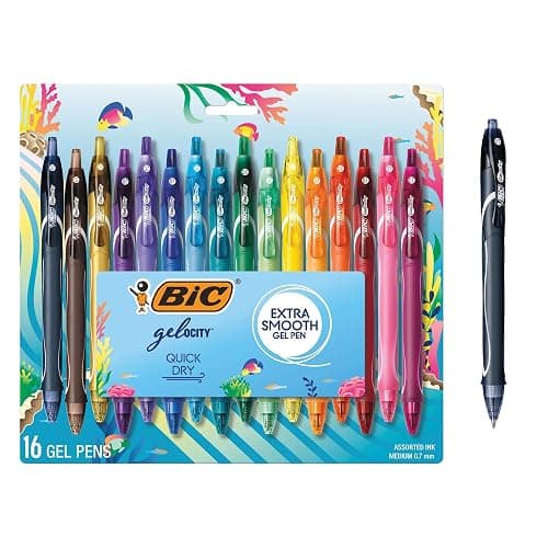 BIC Gelocity Quick Dry Ocean Themed Gel Pens, Medium Point (0.7 mm), School Supplies for Color-Coding Notes, Gel Pen Set for Students and Teachers, 16-Count Pack in Assorted Colors - Image 1