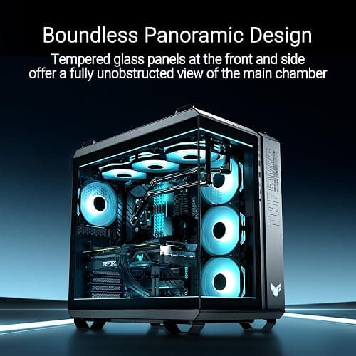 ASUS TUF Gaming GT502 Horizon ATX Mid-Tower PC Case (Boundless Panoramic Design, Dual-Chamber, Independent CPU and GPU Cooling Zones, Tool-Free Side Panels, USB 10 Gbps Type-C® Front Panel) thumbnail 3