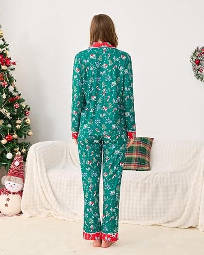 HMPEAIIY Women Y2k Monkey Pajamas Set Button Down Sleepwear Loungewear Pjs for Jammies Party Christmas Thanksgiving Gift thumbnail 7