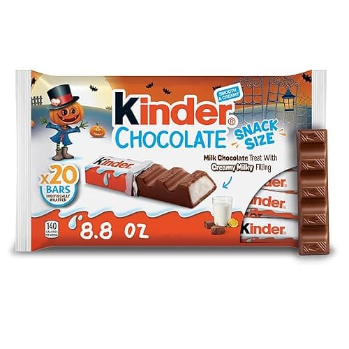 Kinder Chocolate, Milk Chocolate Bar with Creamy Milky Filling, Individually Wrapped, Snack Size, 20 Count Bag, 8.8 oz - Image 1