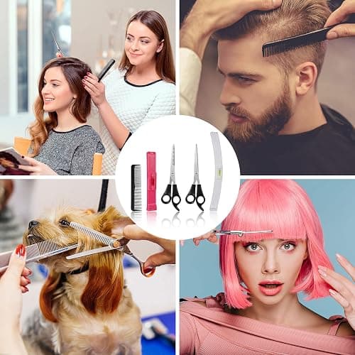 Pinenuts 5 PCS Home Hair Cutting Tool Home Trimmer Styling Kits for Layers Bangs Trims Split Ends Professional Shears Hair Cutting Scissor thumbnail 7