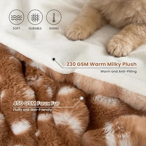 COZY KISS Deer Print Blanket, Faux Fur Dog Blanket for Christmas, 60"x80" | Fuzzy Soft Plush Thick Bubble Blanket, Waterproof Lining, Washable, Gift, Sofa Bed Couch Chair Living Room Decor thumbnail 4