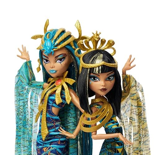 Monster High Momies Majestueuses Coffret de Deux poupées à Collectionner Cleo et Nefera De Nile avec Accessoires dorés et vêtements de qualité supérieure, HXJ01 thumbnail 2