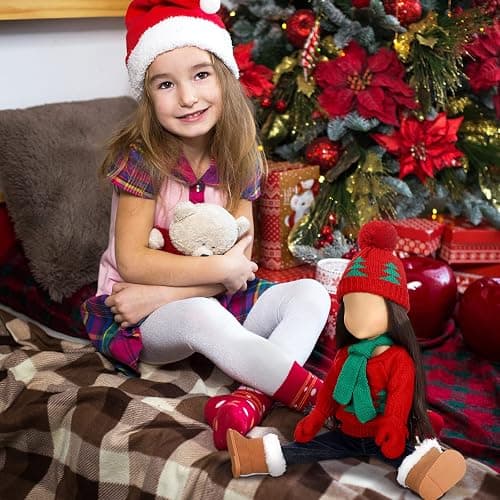 Bencailor 6 Pcs 18 Inch Christmas Doll Clothes and Accessories Winter Outfits Set Sweaters Trousers Hats Shoes Gloves for 18 Inch Doll Gifts(Red Green) thumbnail 2