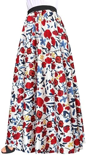 Afibi Women African Skirt Printed Ankara Maxi Skirt Dashiki Long Skirts with Pockets thumbnail 3