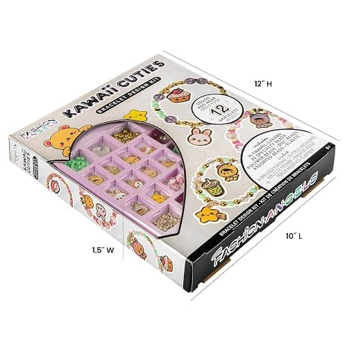Fashion Angels Kawaii Cuties Bracelet Design Kit, Includes 10 Enamel Charms, Assorted Beads & Elastic String, Trendy DIY Jewelry Kit for Kids, Girls & Boys thumbnail 7
