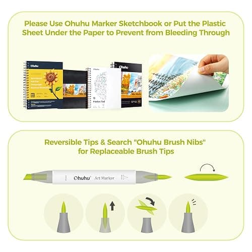 Ohuhu Refillable 320 Colors Alcohol Markers Brush Tip- Double Tipped Alcohol-based Art Sketch Marker Set for Artist Adults Coloring Illustration - Honolulu B of Ohuhu Markers -Brush & Fine Dual Tips thumbnail 9