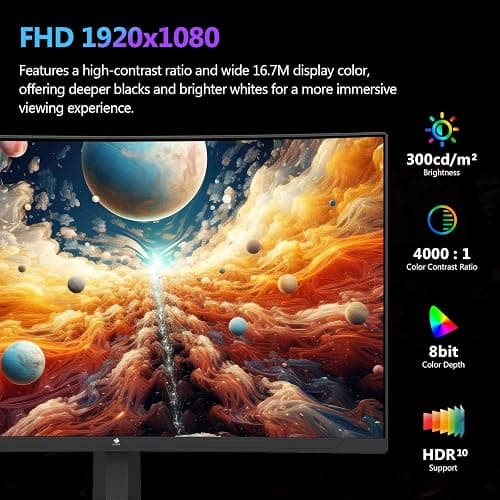 Z-Edge Ecran Pc Gamer Incurvé 27'' 300Hz (DP1.4 * 2), 1ms MPRT, FreeSync, FHD, 240Hz (HDMI2.0 * 2), Moniteur Gaming LED 16:9, Inclinaison Réglable, 1500R VA, 4000:1, VESA 100 * 100mm(DP Câble Inclus) thumbnail 6