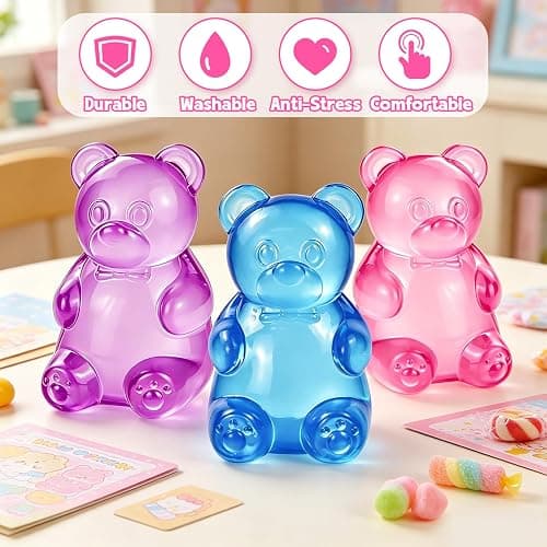 Gummy Bear Squishies Squeeze Toys for Kids Adults, Sugar Squishies Balls Stress Bear Toys for Boys Girls, Sensory Fidget Toys Anxiety Relief for Autism, Party Favors Gifts, Valentines Day Gifts (Pink) thumbnail 6