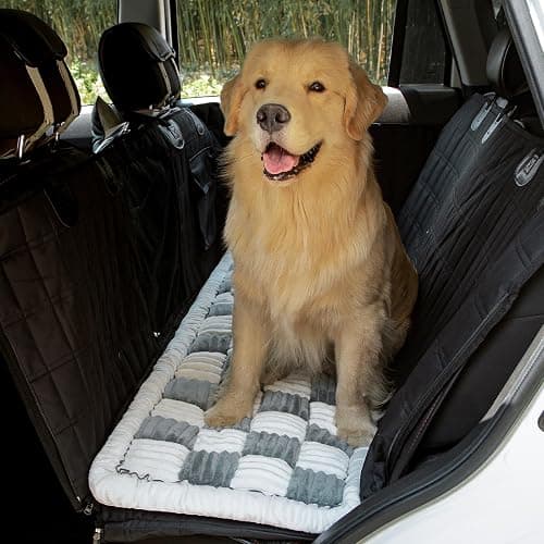 NestlyMoly Dog Bed for Car, Pet Travel Backseat Mat for Vehicle SUV Truck Jeep Automobile, Large Washable Foldable Non-Slip Fuzzy Soft Comfortable Cozy Extender Protector Cover Pad, Grey, 24.8x54 in thumbnail 7