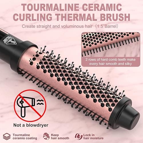 5 in 1 Curling Wand Set, Curling Iron with Curling Brush,Hair Straightener & 3 Interchangeable Ceramic Curling Wand(0.35"-1"), Fast Heat Hair Wand Curler, Include Glove & 2 Clips for Women Girls Gift thumbnail 5