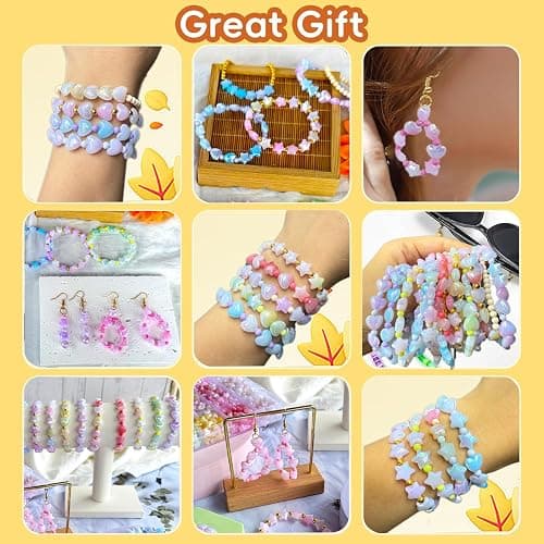 1000Pcs Acrylic Star Beads Hart Beads for Bracelet Jewelry Making, ABS Cute Acrylic Pastel Bead Colorful Assorted Aesthetic Rianbow Kawaii Bead Bulk for Bracelet DIY Craft Earring Phone Charm thumbnail 6