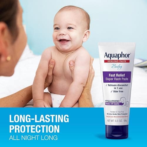 Aquaphor Baby Diaper Rash Paste with Zinc Oxide, Talc Free, 3.5 OZ | Zinc Oxide Baby Diaper Rash Paste Provides Immediate Relief, Treatment and Prevention, Hypoallergenic, Talc Free thumbnail 3