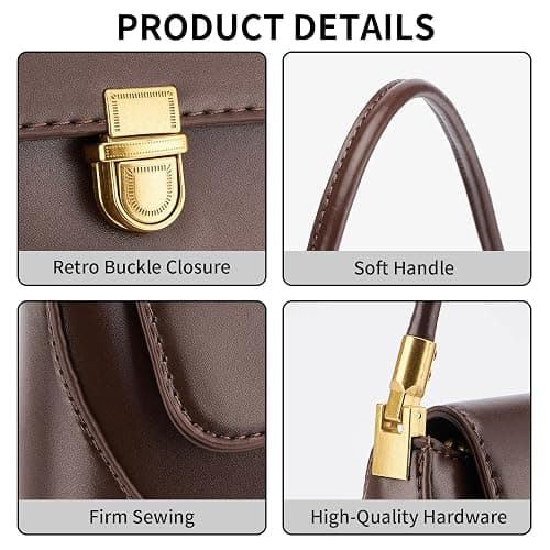 WEIMZC Shoulder Bag for Women Vintage Purse Fashion Classic Vegan Leather Clutch Tote Retro Handbag with Buckle Closure thumbnail 4
