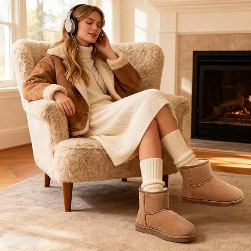 Zizor Women's Cozy Short Bootie Slippers, Winter Warm Hard Bottom House Shoes with Fuzzy Lining thumbnail 3