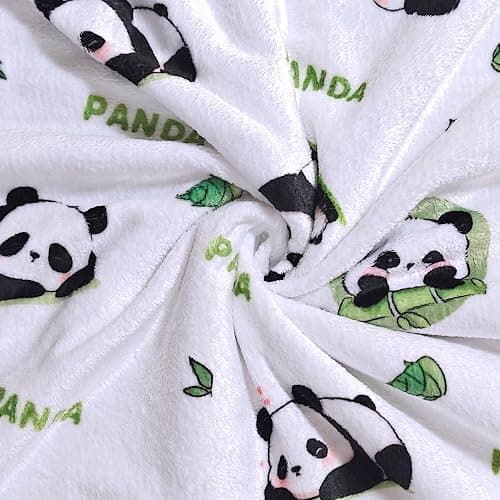 Panda Blanket Super Soft Cozy Blankets White Pandas Stuff Pandabear Gifts for Girls Kids Teens Adults Flannel Fleece Blanket Lightweight Cute Panda Accessories (White Panda, 50"x60") thumbnail 5