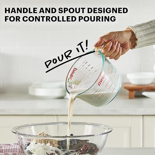 Pyrex 4-Cup Glass Measuring Cup For Baking and Cooking, Dishwasher, Freezer, Microwave, and Preheated Oven Safe, Essential Kitchen Tools thumbnail 4