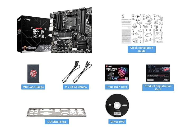 MSI B550M PRO-VDH Motherboard M-ATX - Supports AMD Ryzen 3rd Gen Processors, AM4, DDR4 Boost (4400MHz/OC), 1 x PCIe 4.0/3.0 x16, 1 x M.2 Gen4 x4, 1 x M.2 Gen3 x4, Gigabit LAN thumbnail 3