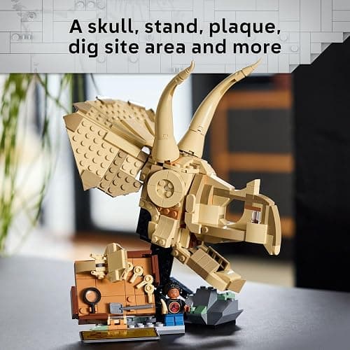 LEGO Jurassic World Dinosaur Fossils Triceratops Skull Toy - Dinosaur Toy Fossil Building Set for Kids, Boys and Girls, Ages 9+ - Model Display Kit - Gift Idea for Birthdays - 76969 thumbnail 3