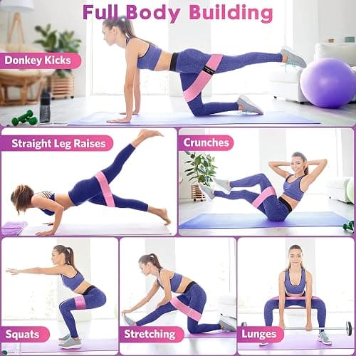 Renoj Resistance Bands, Yoga Starter Sets for Women and Men, 3 Set of Stretch Exercise Workout Bands for Booty Legs, Elastic Pilates Flexbands thumbnail 6