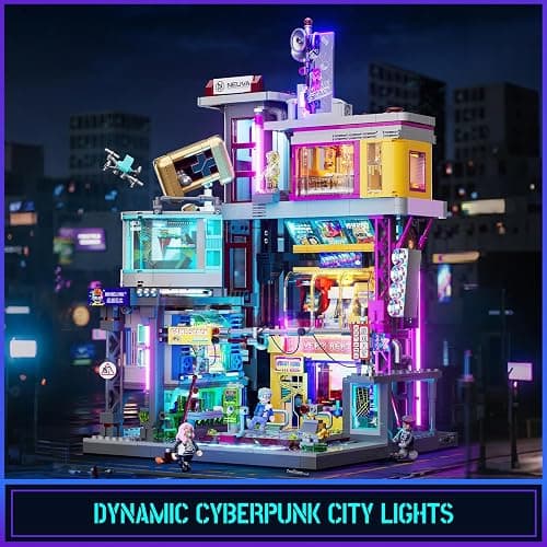 Lumibricks Cyberpunk Game Stack Lighting-Building-Bricks Set - Cyberpunk Neon City Future Gaming Room Street View Collection LED Light Model Set 2580 Pcs for Adults and Sci-fi Lovers thumbnail 8