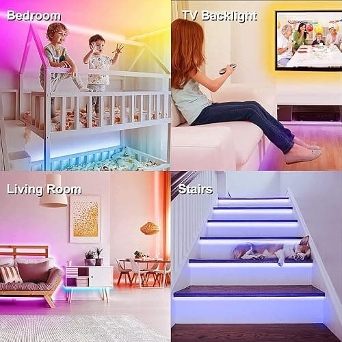 DAYBETTER Smart RGB Led Strip Lights, 300ft Led Lights for Bedroom with App Control, Multicolor Changing Led Light Strips Apply for Home Decor, Living Room, Kitchen, Home Party Decoration thumbnail 7