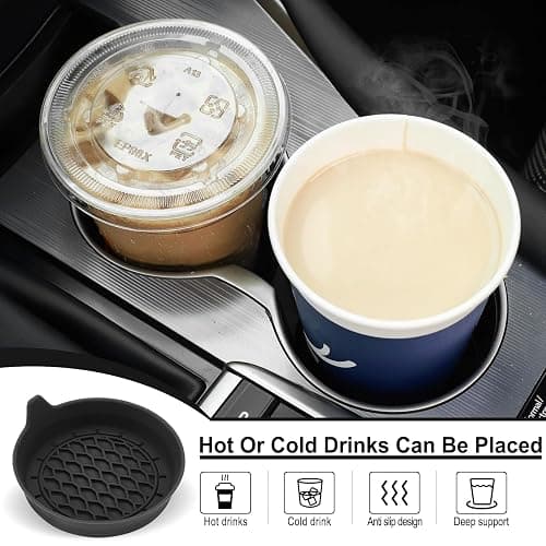 SINGARO Car Cup Holder Coaster, Silicone Cup Holder Insert, Universal Non-Slip Cup Holders, Car Accessories Interior for Women and Man Interior Sets 4 Pack Black thumbnail 5