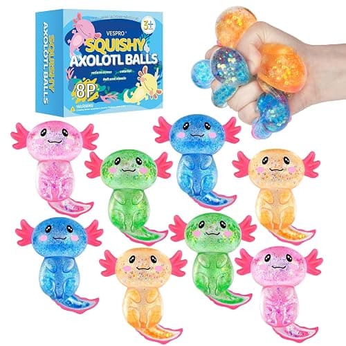 8 Pack Slow Rising Stress Ball, Cute Axolotl Stretchy Fidget Toys for Kids Adults, Stress Relief Stress Ball for Anxiety Relief, Ideal for Autistic Kids - Image 1