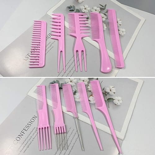 10 Pcs Professional Styling Comb Set - Coarse and Fine Toothed Pick Combs for Hairstyling thumbnail 3