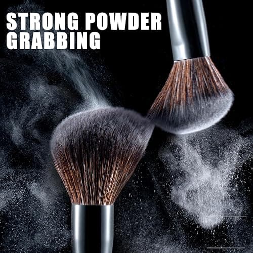 LORYP Black Makeup Brushes Set 21Pcs Powder Blush Foundation Concealer Highlighter Brush Vegan Pro Face and Eye Brush Kit thumbnail 5