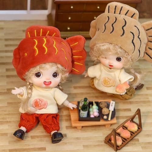 BJD Blind Box Cute Figures, Collectible Poseable OB11 Doll with 1/12 Scale Removable Clothes，Surprise Gift Single Random Mystery Box-Japanese Foodie Fun Series thumbnail 3