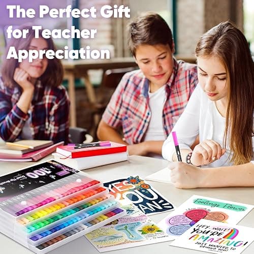 Soucolor Art Brush Markers Pens for Adult Coloring Books, 36 Colors Numbered Dual Tip (Brush and Fine Point) Marker Pen for Kids Note taking Planner Hand Lettering Calligraphy Drawing Journaling thumbnail 9
