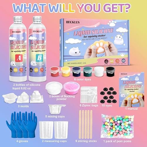 HECKLES DIY Taba Squishy Making Kit,18oz Squishy Molds Silicone,Liquid Silicone 1:1 AB Ratio Epoxy Resin Mix for Squishy Making, Mold Cat Claw, Hamster, Rabbit,Gifts for Any Occasion thumbnail 3