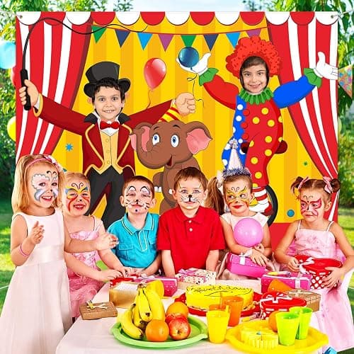 Blulu Carnival Backdrops for Party Circus Decorations 59 x 51 Inch Carnival Photo Door Banner Circus Theme Banner Photo Props Large Backdrop for Decorations Games Supplies thumbnail 7