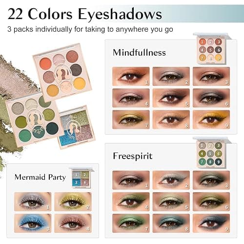 Color Nymph Makeup Kit for Teen Girls Full Makeup Set with Train Case Green | Full Makeup Kit for Teen Girls, 17pcs Makeup Set, Green Makeup Train Case, Eyeshadow,Mirror,Cosmetic Tool,Detachable to Carry thumbnail 5