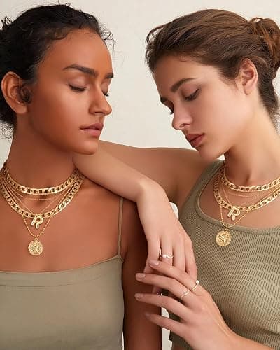 MJartoria Stocking Stuffers for Women-Layered Necklaces for Women Trendy Balloon Initial Pendant Necklace Dainty Chunky Chain Choker Necklaces Jewelry Birthday Gifts thumbnail 7