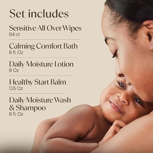 Aveeno Baby Welcome Little One Gift Set, Baby Essentials Set, 5 Items | Daily Moisture Baby Body Wash and Shampoo, Calming Comfort Bath, Sensitive All Over Wipes, Moisturizing Lotion, Baby Balm thumbnail 5