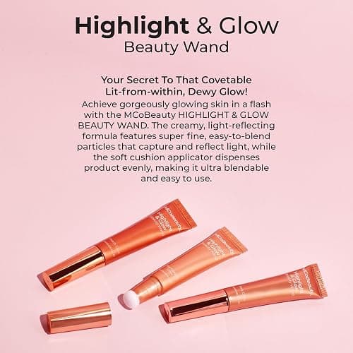 MCoBeauty - Highlight and Glow Beauty Wand - Buildable Liquid Highlighter - Champagne Shade - Liquid Cream with Cushion Applicator for Soft, Radiant Finish - Highlighters Makeup thumbnail 9