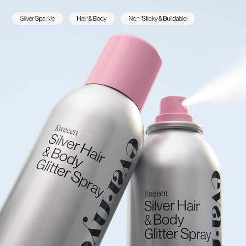 Eva NYC Kweeen Silver Hair and Body Glitter Spray - Our Original Ultra Shimmery Glitter, New Look - Adds Shine + Non-Sticky - Quick Drying Sparkle Spray - Warm Vanilla Scent - 4.9 oz thumbnail 5