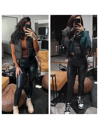 UANEO Cropped Puffer Vest Women Zip Up Stand Collar Sleeveless Padded Crop Puffy Vests thumbnail 4