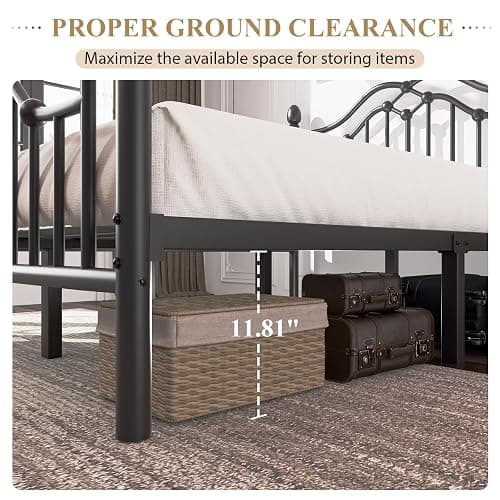 LoVinson Full Bed Frame with Headboard and Footboard, Modern Metal Platform Bed Frame Support Up to 1000LBS, Under Bed Storage, No Box Spring Needed, Easy Assembly, Black thumbnail 4