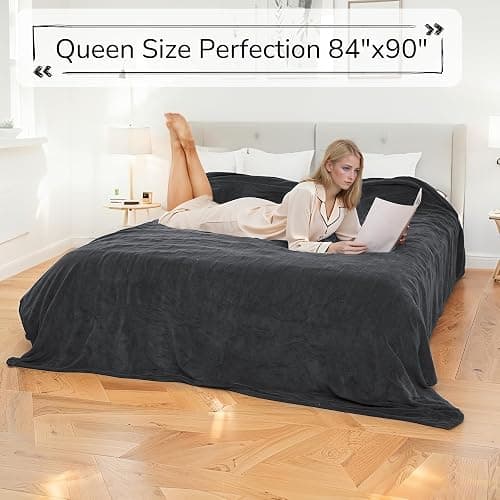 RALYSUN Electric Heated Blanket Queen Size 84"x90" - Dual-Sided with Microplush & Sherpa Fabric, 4 Heat Settings & 10 Hours Auto Off, Machine Washable - Iron Gray thumbnail 4