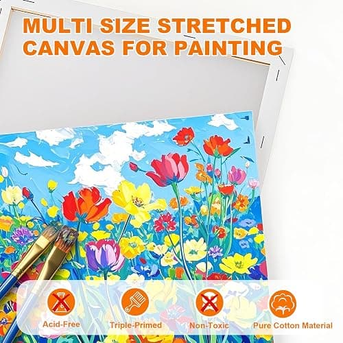 9 Stück Leinwand zum Bemalen, Leinwände für Acrylfarben, Keilrahmen, Strukturpaste Leinwand mit 10 Bürsten, Leinwände 30x20, 20x15, 15x10 cm, für Heimdekoration Kunststudio thumbnail 4