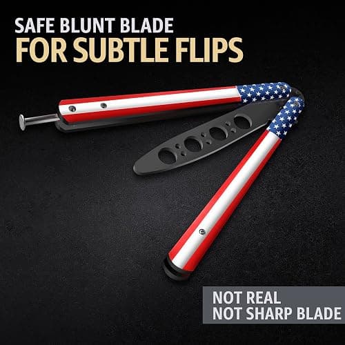 Butterfly Knife - Balisong Trainer - American Practice Butterfly Trainer with Sure Spring Latch - Balisong Knives NOT Real NOT Sharp Blade - Full Stainless Steel Fake Dull Trick CSGO K14 U-N thumbnail 5