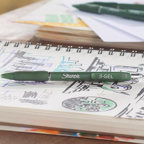 Sharpie S-Gel, Gel Pens, Medium Point (0.7mm), Forest Green Barrel, Black Ink, 12 Count thumbnail 5