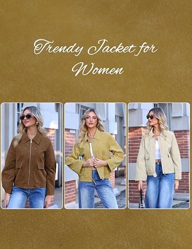 Yeokou Women Faux Leather Jacket Loose Lapel Long Sleeve Zip Up Coat Casual Fall Outwear with Pockets thumbnail 6